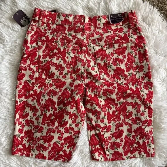 Gloria Vanderbilt Floral Jean Shorts Amanda Heritage Fit Bermuda Classic Rise 4P - Picture 2 of 10
